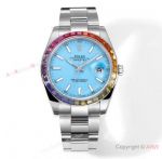 JVS Swiss 3235 Rolex Datejust II Rainbow Watch 904l Stainless Steel Turquoise Dial